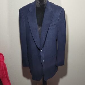 Saks Fifth Avenue black label coat suit jacket fit aprox large womens navy FLAWS
